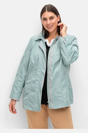 Sheego Parka »Übergangsjacke mit silberfarbenen Kontrastdetails«, ohne Kapuze