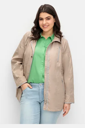 Sheego Parka »Übergangsjacke mit silberfarbenen Kontrastdetails«, ohne Kapuze