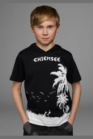 CHIEMSEE T-Shirt »mit Palmendruck«, kurzärmelig, bedruckt, mit Kapuze, aus Baumwolle, aus Jersey-Stoff