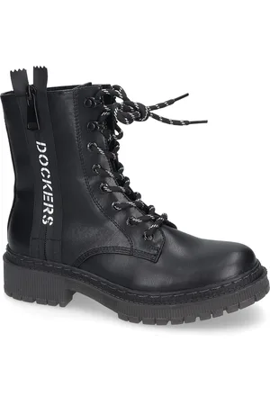 Dockers Schnürstiefel, Biker Boots, Plateau Stiefel mit modischem Textilband