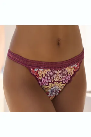 vivance collection Tanga, aus bunter, blumiger Spitze mit hübschem Zierbund