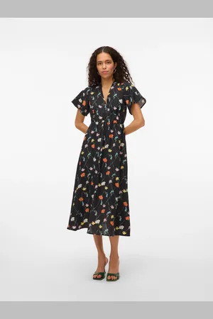 VERO MODA Sommerkleid »VMFLORA OLGA SS 7/8 DRESS WVN GA«
