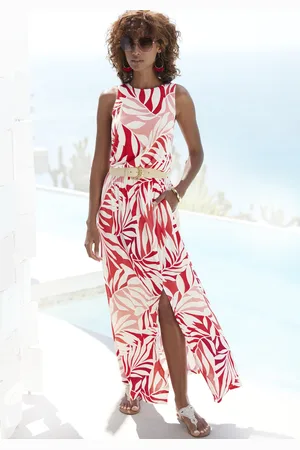 Lascana Maxikleid, mit Alloverdruck und Schlitz, Jerseykleid, sommerlich-elegant