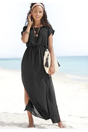 Lascana Strandkleid, aus leicht transparenter Webware, Maxikleid mit Schlitz, Sommerkleid