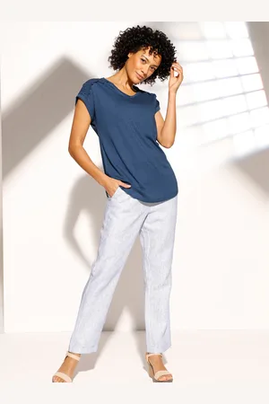 CREATION L PREMIUM V-Shirt »Leinen-Viskose-Shirt«, (1 tlg.)