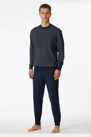 Schiesser Pyjama »"Dark Sapphire"«, (2 tlg.), mit bequemen Bündchen an den Arm- und Beinabschlüssen