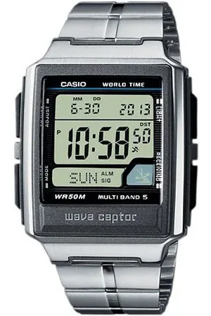 Casio Funkchronograph, Quarzuhr, Armbanduhr, Herrenuhr, Digitaluhr, Edelstahlarmband,Weltzeit