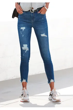 Buffalo Destroyed-Jeans, mit ausgefranstem Beinabschluss und Stretchanteil, schmale Passform