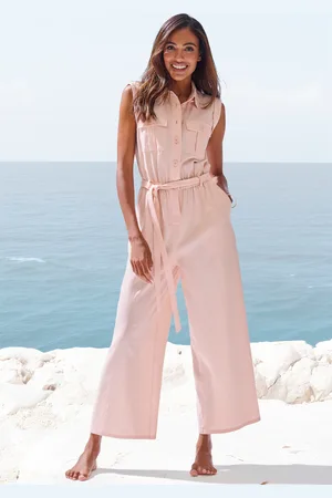 Buffalo Overall, (mit Bindegürtel), aus Leinenmix, sommerlicher Jumpsuit mit Taschen