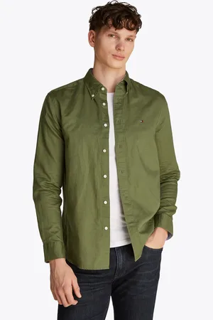 Tommy Hilfiger Langarmhemd »LINEN BLEND SOLID RF SHIRT«, mit Button-down-Kragen
