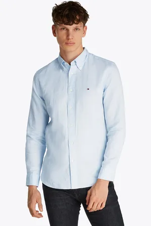 Tommy Hilfiger Langarmhemd »LINEN BLEND SOLID RF SHIRT«, mit Button-down-Kragen