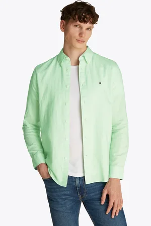 Tommy Hilfiger Langarmhemd »LINEN BLEND SOLID RF SHIRT«, mit Button-down-Kragen