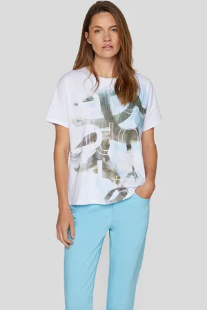 Rabe Print-Shirt, mit Rundhals und Nieten-Details
