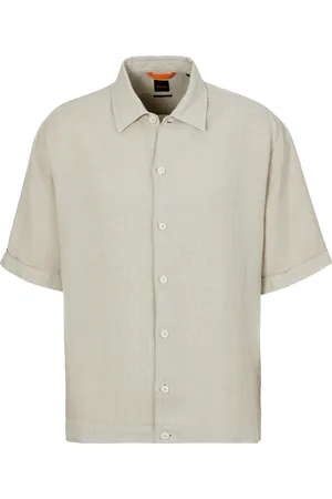 HUGO BOSS Leinenhemd »Lapoully_M«, mit Kontrastdetails innen