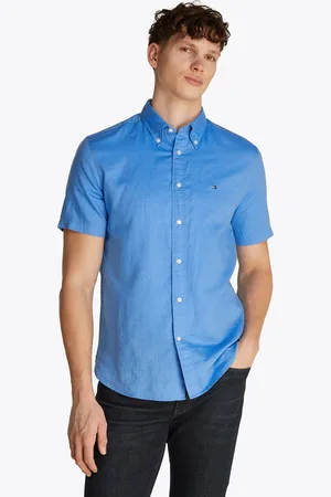 Tommy Hilfiger Kurzarmhemd »LINEN BLEND SOLID SS RF SHIRT«, mit Button-down-Kragen
