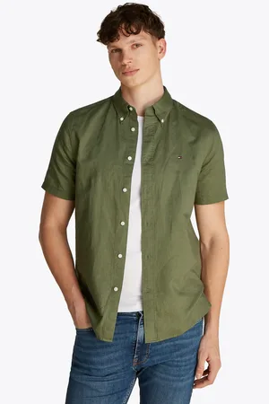 Tommy Hilfiger Kurzarmhemd »LINEN BLEND SOLID SS RF SHIRT«, mit Button-down-Kragen
