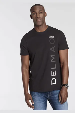 DELMAO T-Shirt, Kurzarm, lässiger Print, Rundhalsausschnitt, aus Baumwolle