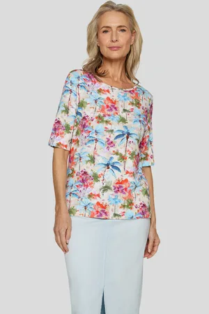 Rabe Rundhalsshirt, mit floralem Muster