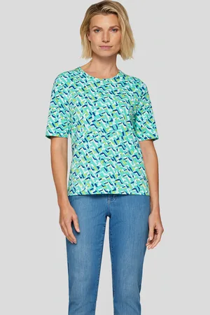 Rabe Rundhalsshirt, halbarm, mit grafischen Muster