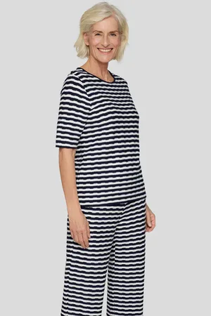 Rabe Rundhalsshirt, im Streifen-Look und in Struktur-Optik