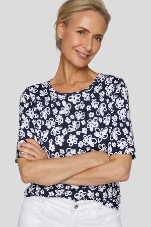 Rabe Rundhalsshirt, mit floralem Muster