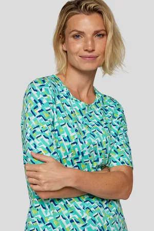 Rabe Rundhalsshirt, halbarm, mit grafischem Muster