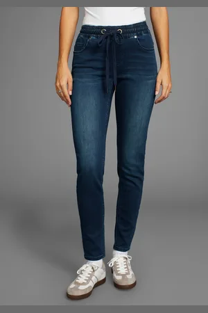 ARIZONA Stretch-Jeans, weites Bein, hohe Leibhöhe, knöchellang, mit Used-Waschung