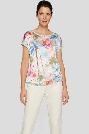 Rabe Print-Shirt, mit floralem Muster vorn, hinten unifarben
