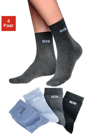 H.I.S Basicsocken, (Packung, 4 Paar), mit eingestricktem Markenlogo