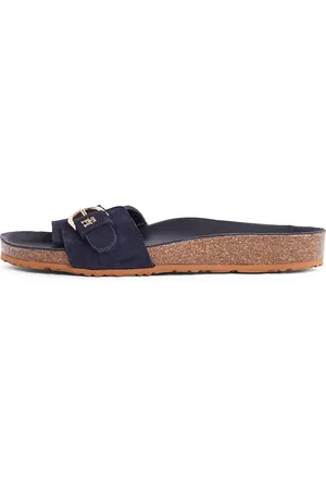 Tommy Hilfiger Pantolette »SOFT SUEDE ADJUSTABLE MULE«, Keilabsatz, Sommermode, Schlupfschuh, Flats mit TH-Logo