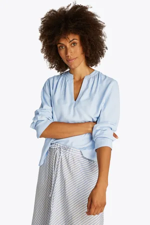 Tommy Hilfiger Langarmbluse »SOFT VIS V NECK LS BLOUSE«, mit Raffungen