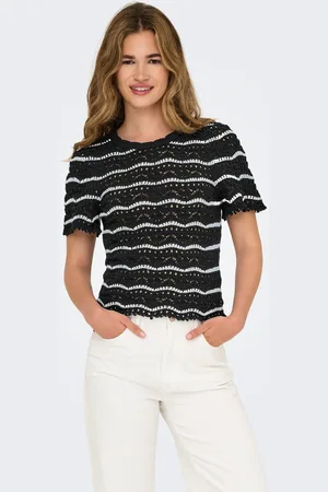 ONLY Kurzarmpullover »ONLANNASOFIA LIFE SS STRIPE O-NECK KNT«