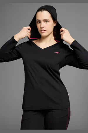 KangaROOS Kapuzenshirt, Langarm, po-bedeckend, V-Ausschnitt, aus 100% Baumwolle