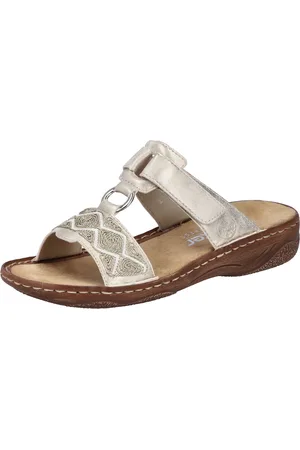 Rieker Pantolette, Sommerschuh, Strandschuh, Schlappen, Urlaubschuh mit Klettverschluss