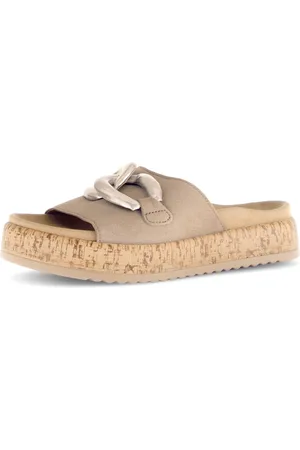 Gabor Pantolette, Plateau, Sommerschuh, Schlupfschuh mit bezogener Zierkette