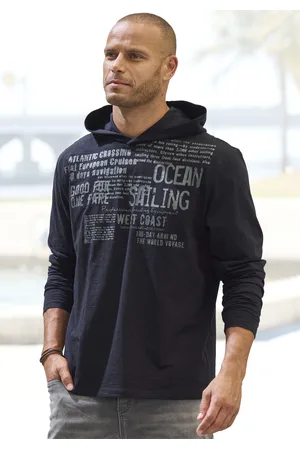 john devin Kapuzenshirt, Shirt bedruckt mit Kapuze aus strukturierter Baumwoll-Qualität