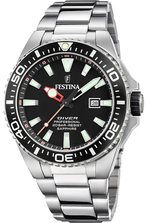 Festina Taucheruhr »Diver Collection«, Armbanduhr, Quarzuhr, Herrenuhr, Edelstahlarmband, Datum, Saphirglas