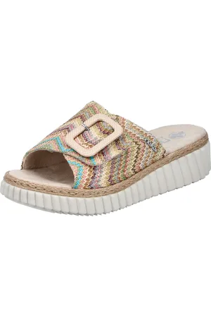Rieker Keilpantolette, Sommerschuh, Strandschuh, Hausschuh mit praktischem Klettverschluss