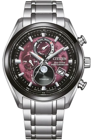 Citizen Funkchronograph »Tsuki-yomi«, Armbanduhr, Herrenuhr, Solar, Titan, Stoppfunktion, Mondphase