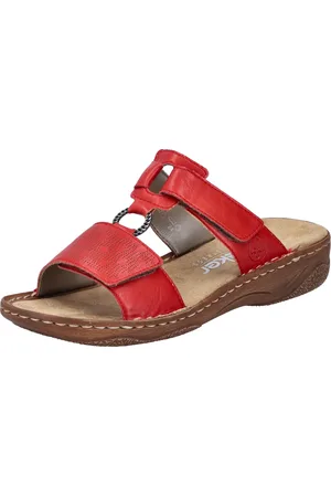 Rieker Pantolette, Sommerschuh, Schlappen, Urlaubschuh, Klettschuh mit Perforation
