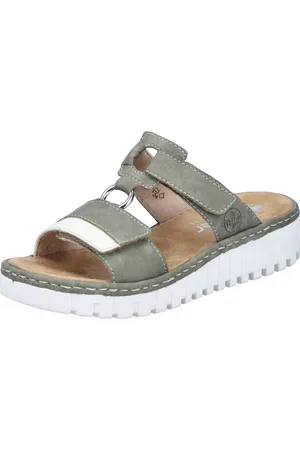 Rieker Keilpantolette, Sommerschuh, Strandschuh, Keilabsatz, mit zwei Klettverschlüssen