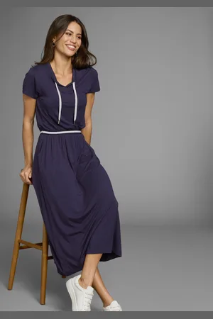 Laura Scott Midikleid, mit Rippeneinsatz am Bund mit Kontraststreifen - NEUE KOLLEKTION