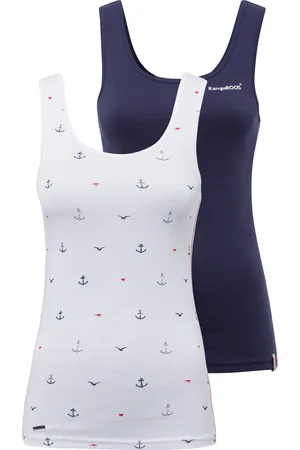 KangaROOS Ripptanktop, (Packung, 2 tlg., 2-er Pack), im Doppelpack - 1x uni + 1x bedruckt