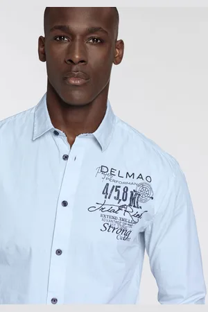 DELMAO Langarmhemd, mit Print und Stickerei