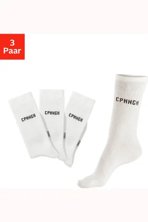 &Copenhagen Basicsocken, (Packung, 3 Paar), mit Rippstruktur und Stickerei