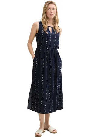 TOM TAILOR Druckkleid, mit Punkten und ohne Ärmel