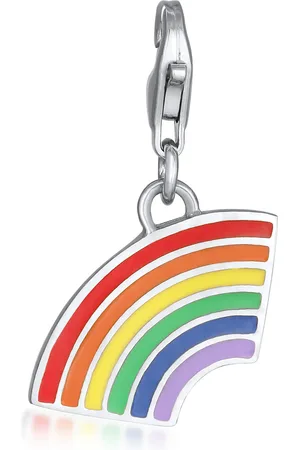 Elli Charm-Einhänger »Charm Anhänger Emoji Regenbogen Emaille 925 Sterling Silber«