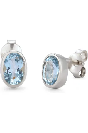 Elli Paar Ohrstecker »Ohrringe Ohrstecker Oval Topas Hellblau 925 Sterling Silber«