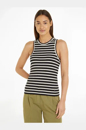Tommy Hilfiger Tanktop »SLIM 5X2 RIB STRIPE TANK NS«, mit Logostickerei