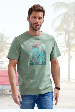 john devin T-Shirt, Rundhalsshirt mit Surf -Aufdruck aus reiner Baumwolle